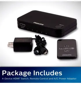 Philips 53245248 4 Port 2.2 Hdmi Switch With Remote Av Switcher Extender Black