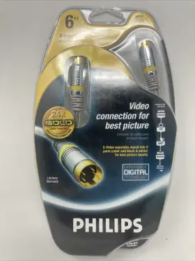 Philips M62791 New Phillips S-video Cable 24k Gold Plated Connectors 6 Foot Long Nip