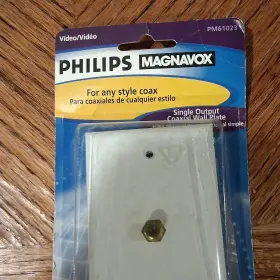 Philips Magnavox Pm61023 Single Output Coax F-f 1 Wall Plate White Philips Magnavox Pm61023 Single Output Coax F-f 1 Wall Plate White