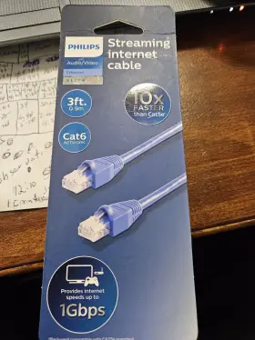 Philips Swn7115a Elite Cat6 Streaming Internet Cable 3ft Ethernet Blue