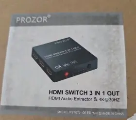 Prozor Ps7023 Hdmi Switch 3x1 4k 30hz Audio Extractor Pip Remote New Open Box