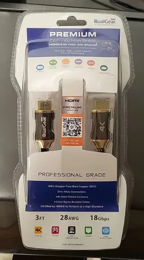 854994006124 QUALGEAR Feet High Hdmi Cable