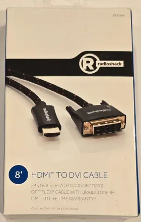 1500488 RADIOSHACK Braided Mesh Hdmi Dvi Cable
