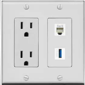 2G-2OG-GG-C3-USB-3 RITEAV Outlet Phone Wall Plate Amp Power