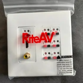 Riteav Nko-2g-7sp-hd-rg-d-2gwh 7.1 Surround Sound 7 Speaker Wall Plate With 1 Port Hd Rca - 2 Gang White Riteav Nko-2g-7sp-hd-rg-d-2gwh 7.1 Surround Sound 7 Speaker Wall Plate With 1 Port Hd Rca - 2 Gang White