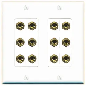 RAV-12BAN-2GD-2GWH RITEAV Banana Speaker Wall Plate Gang
