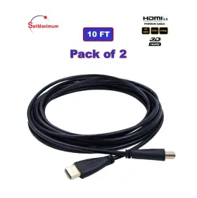 Satmaximum 309917 2-pack 10ft High Speed Hdmi Cable 1080p 60hz Hdtv Blu-ray Dvd 3d Ps5 Xbox Cord Satmaximum 309917 2-pack 10ft High Speed Hdmi Cable 1080p 60hz Hdtv Blu-ray Dvd 3d Ps5 Xbox Cord