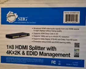 CE-H21Q11-S1 SIIG Hdmi Splitter Edd Management Wth Edid Box