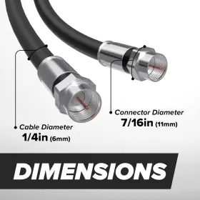 The Cimple Co Cmp-coax-sgl-cc-blk-30f Rg6 Coaxial Cable 30 Ft - Coax For Tvs Antennas Internet Catv Audi The Cimple Co Cmp-coax-sgl-cc-blk-30f Rg6 Coaxial Cable 30 Ft - Coax For Tvs Antennas Internet Catv Audi