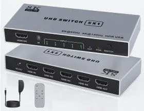 HDMI501-8K-02-C TIOLEJE Hdmi Switch Splitter Remote Hdr