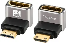 Togconn 313113169169 90 Degree Mini Hdmi To Adapter 2 Pack Up And Down Right Angle