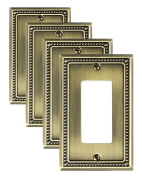 Treewell Tmap14c 4-pack Decorator Outlet Cover Single 4pk Antique Brass