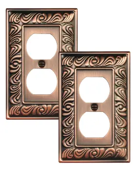 Treewell Ttbp12a 2-pack Duplex Outlet Cover Plate 1 2pk Antique Copper