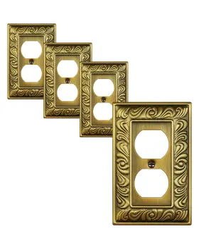 Treewell Ttbp14b 4-pack Duplex Outlet Cover Plate Single 4pk Antique Brass