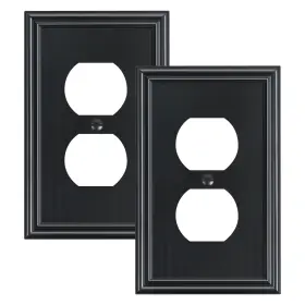Treewell Ttdp12f 2-pack Single Duplex Outlet Cover Plate Decorative Black 1 2pk