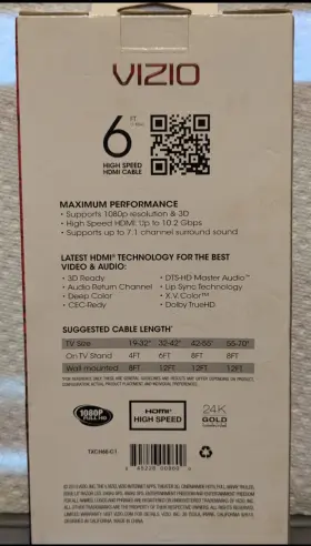 TXCH6E-C2 VIZIO High Hdmi Cable Maximum Performance Up Gbps #2