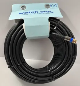 Watch Onn 681131310338 Coaxial Cable Quad Shield Rg-6 In-wall Rated For Indoor And Outdoor 100ft - New