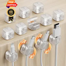Yocice Cc01-clear-12p 12pack Rotatable Cord Organizer Spring Cable Clips Desk Clear