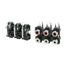 Zaplyte 669739037499 2 Pcs 6 Rca Pcb Mount Female Outlet Jack Connector Sockets Black