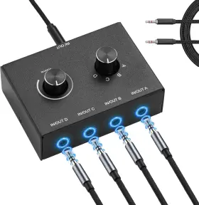 Zeroffi 705353704093 4 Way 3.5mm Stereo Audio Switch Aux Switcher Passive S Zeroffi 705353704093 4 Way 3.5mm Stereo Audio Switch Aux Switcher Passive S