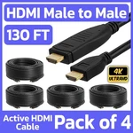 4 Pack 130 Ft In-wall Hdmi Cable With/ Built-in Equalizer/amplifier Tv Projector. Fixed Price $316.49.