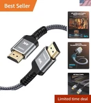 15ft Braided Hdmi Cable 4k 60hz - High-speed With Ethernet, 2.0 Standard. Fixed Price $15.99.
