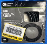 Commercial Electric 15 Ft. Rg6 Coaxial Cable - 18awg Black New Open Box. Fixed Price $13.99.
