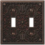 65ttdb Filigree Wallplate, 2 Toggle, Cast Metal, Aged Bronze, 1-pack. Fixed Price $26.71.