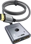 Hdmi Switch 2 In 1 Out 4k 60hz, Warrky With 3.3ft Fixed Braided Cable, Alum. Fixed Price $13.00.
