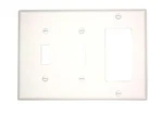 Leviton 3 Gang Wall Plate White Thermoplastic Nylon 2 Toggle 1 Decora Gfci De.... Fixed Price $7.69.