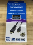 Ultra Male Hdmi To Mini High Speed Cable With Ethernet 6ft New 1080p. Fixed Price $15.00.