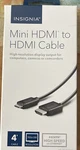Insignia 4' High-speed Hdmi To Mini Cable Black Model Ns-pg04502. Fixed Price $15.00.