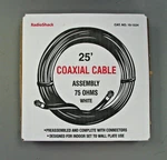 Radio Shack Cat. No. 15-1534, 25 Ft. White 75 Ohm Coax Cable - New In Box. Fixed Price $6.00.