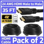 2 Pack Hdmi Cable 35 Feet Cl2 In-wall Rated Cord For Tv Monitor Projector. Fixed Price $104.99.
