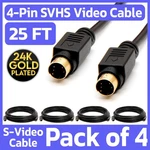 4 Pack S-video Cord 25ft Svhs Mini-din 4-pin M/m Cable Tv Vcr Dvd Camcorder. Fixed Price $21.49.