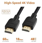 Amazonbasics 25ft (7.6 M) High-speed 4k Ultra Hd Hdmi 2.0 Cable Black Ships Asap. Fixed Price $9.99.