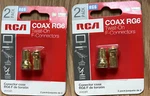 Newcoax Rg6 Twist-on F-connectors 2-pack Rca Vh59r Terminates Coaxial Cables. Fixed Price $12.00.