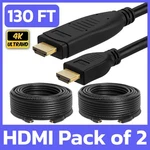 2 Pack 130 Ft In-wall Hdmi Cable With/ Built-in Equalizer/amplifier Tv Projector. Fixed Price $178.99.