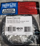 New Tripp Lite High Speed Hdmi Cable 6-ft Model P568-006 Ej20-1. Fixed Price $7.99.