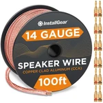 Installgear 14 Gauge Awg Speaker Wire W/ 12 Banana Plugs 100ft Clear Car Home Au. Fixed Price $55.48.