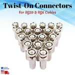 Bnc Male To Rg59 Rg6 Twist On Connector Cctv Security Coax Cable Camera Lot. Fixed Price $42.75.
