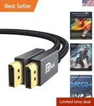 Durable Braided 6.6ft Displayport Cable - Vesa Certified For Reliable Streaming. Fixed Price $12.34.