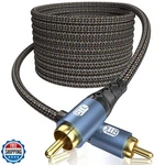 Emk Subwoofer Cable Rca To Audio 24k Gold-plated Nylon Braided Doub. Fixed Price $40.19.