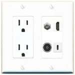 Coax Hd Toslink Usbc Port Wall Plate W/power Outlet White. Fixed Price $29.53.