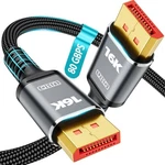 Displayport 2.1 Cable 80gbps Vesa 16k 60hz 8k 120hz 4k 240hz Hdr Braided 3.3ft. Fixed Price $10.41.