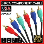 3 Rca Component Cable Video Ypbpr Coaxial Cord Gold Rgb Hdtv Dvd Vcr Lot. Fixed Price $19.49.