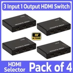 4 Pack Hdmi Switch 3 In 1 Out 4k 2k Ultra Hd 3d Hub Auto-switcher. Fixed Price $82.99.