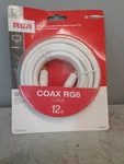 12 Ft Rca Coax Rg6 Cable White Audio Video Tv Hdtv A/v Receiver. Fixed Price $9.99.