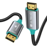Thandble Displayport 1.4 To Hdmi 2.1 Cable 6ft 8k 60hz,4k 120hz Grey. Fixed Price $17.84.