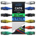 Cat6 Patch Cables 20 Feet (6 Pack), Cat 6 Ethernet Cable, 24awg Cca, Utp Netw.... Fixed Price $40.27.